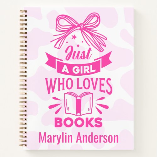 JUST A GIRL WHO LOVES BOOKS  CUSTOM NAME COWPRINT