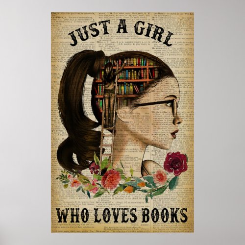 Just A Girl Who Loves Books Vintage Poster