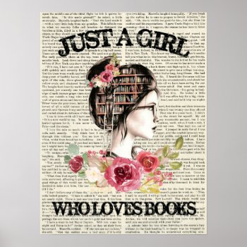 Just A Girl Who Loves Books Wood Poster by K_Morrison_Designs at Zazzle