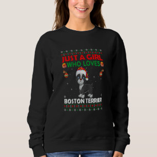 Just A Girl Who Loves Boston Terrier Matching Chri Sweatshirt