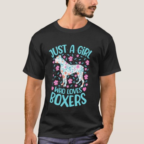 Just A Girl Who Loves Boxer Floral Women Girls Box T-Shirt