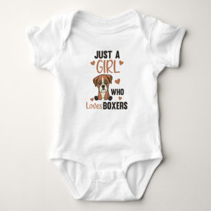 Just A Girl who loves Boxer Kawaii Dogs Baby Bodysuit