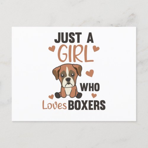 Just A Girl who loves Boxer Kawaii Dogs Postcard