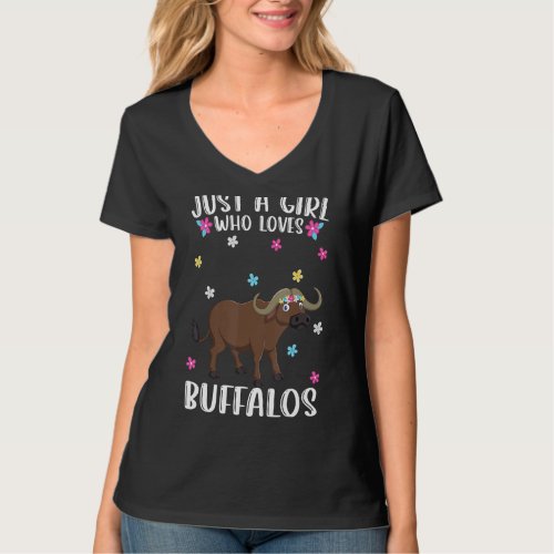 Just A Girl Who Loves Buffalos Funny Buffalo T_Shirt