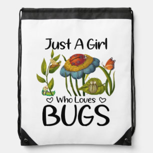 Just a girl who loves bugs drawstring bag