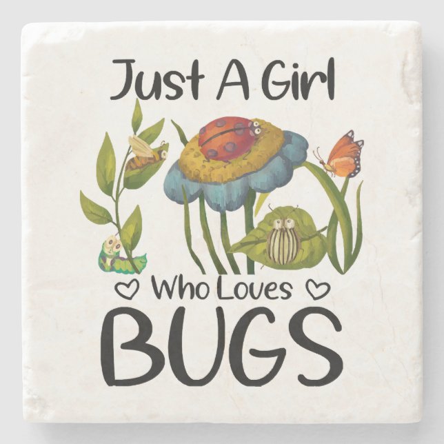 Just a girl who loves bugs stone coaster (Front)