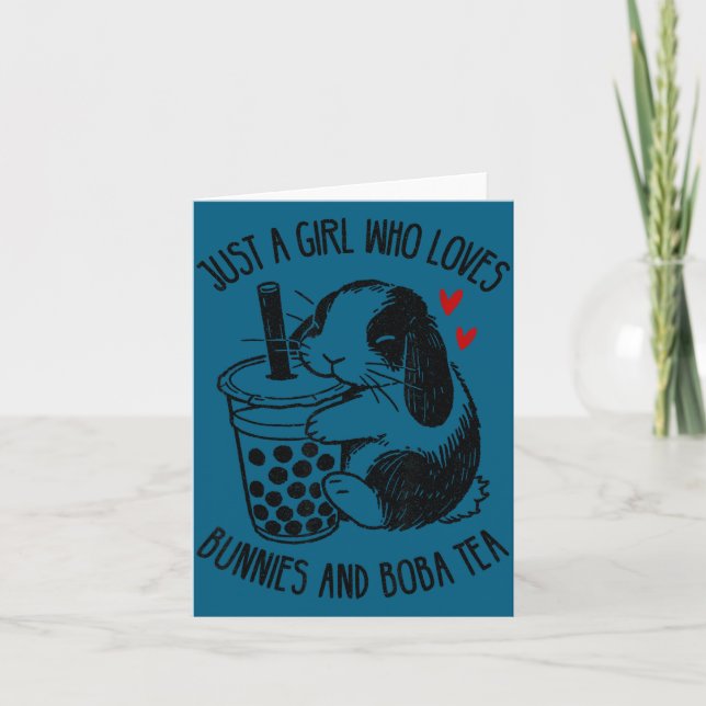 Just A Girl Who Loves Bunnies And Boba Tea Holland Card (Front)