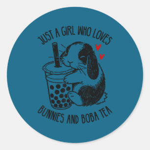 Just A Girl Who Loves Bunnies And Boba Tea Holland Classic Round Sticker