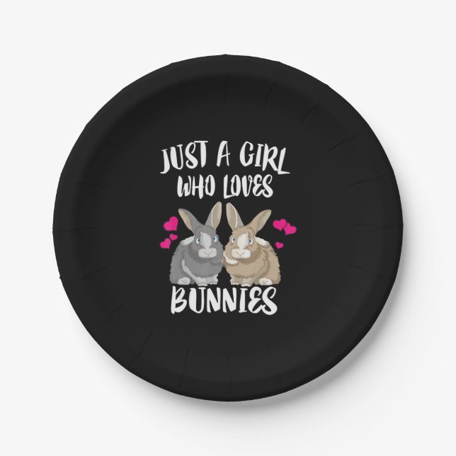 Just A Girl Who Loves Bunnies | Bunny Lover Paper Plates (Front)