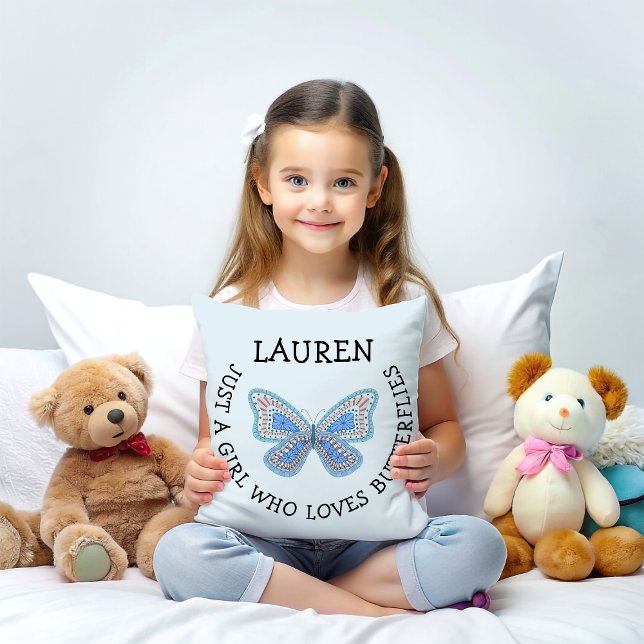 Just a girl who loves butterflies  throw pillow (Creator Uploaded)