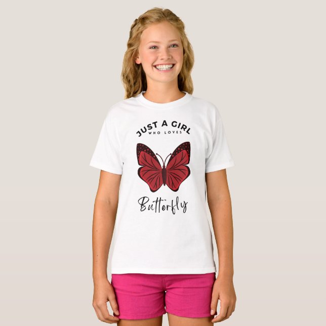 Just a Girl Who loves butterfly T-Shirt (Front Full)