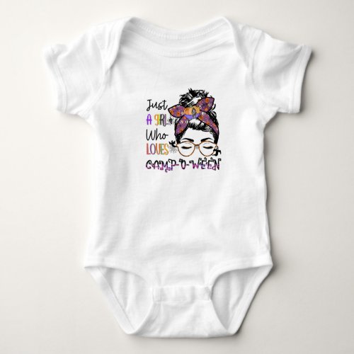 Just a Girl Who Loves Camp_o_ween  Halloween Camp Baby Bodysuit