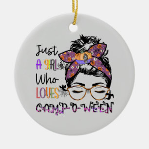 Just a Girl Who Loves Camp-o-ween – Halloween Camp Ceramic Ornament