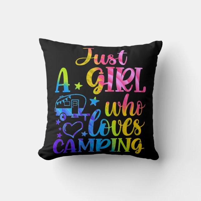 Just A Girl Who Loves Camping  Throw Pillow (Front)