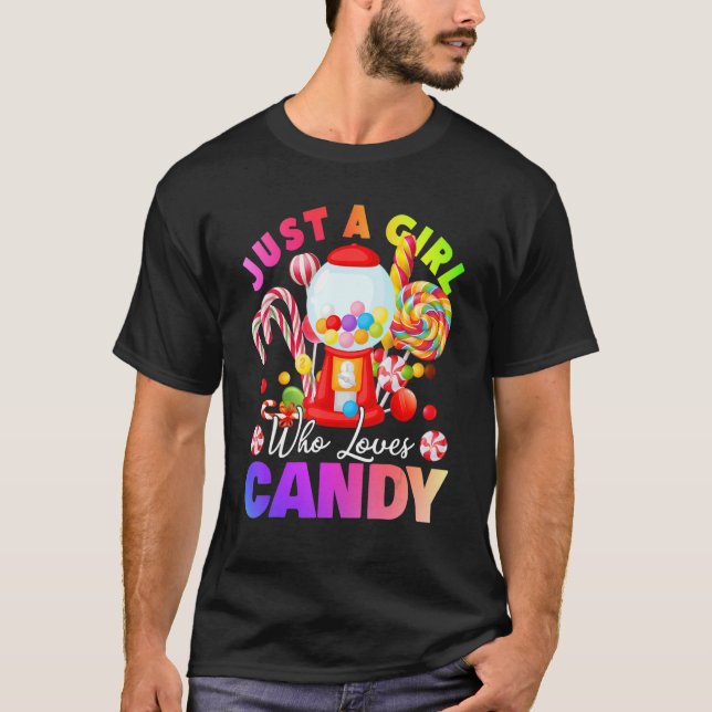 Just A Girl Who Loves Candy Lollipop Sweet Tester  T-Shirt (Front)