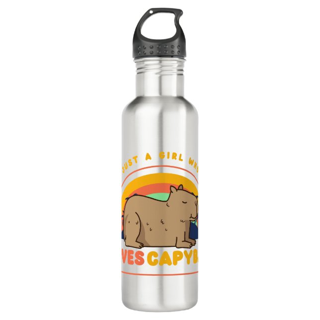 Just a Girl Who Loves Capybaras Stainless Steel Water Bottle (Front)