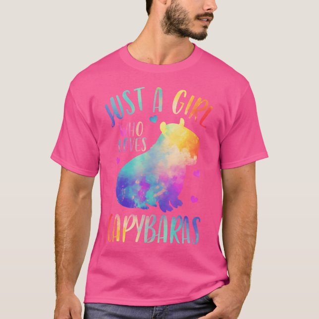 Just A Girl Who Loves Capybaras Watercolor Cute Ca T-Shirt (Front)