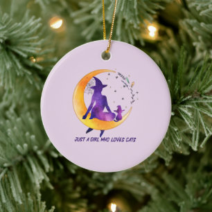 Just A Girl Who Loves Cat Ceramic Ornament