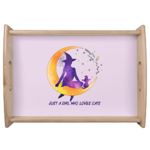Just A Girl Who Loves Cat Serving Tray