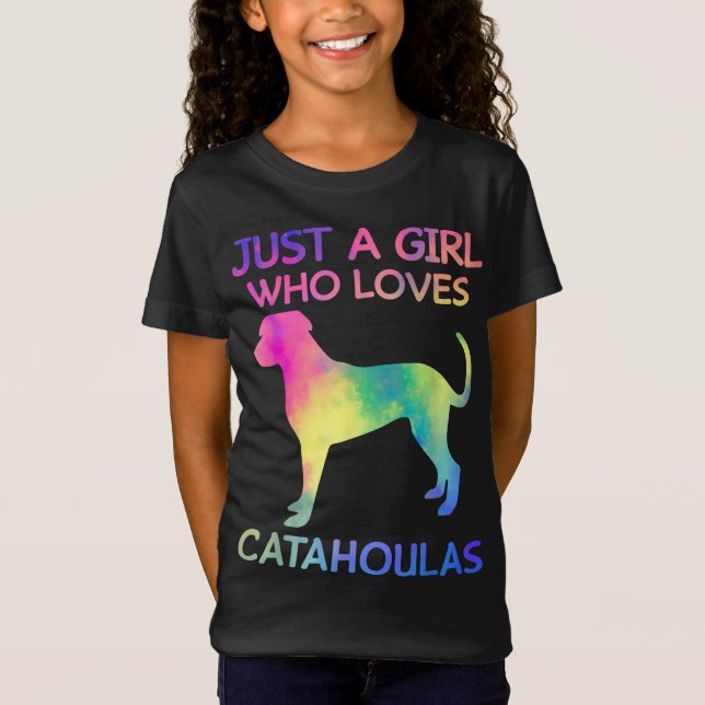 Just A Girl Who Loves Catahoulas Funny Catahoula D T-Shirt (Front)
