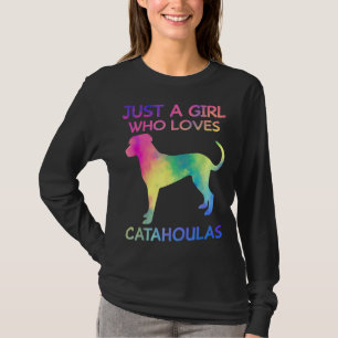 Just A Girl Who Loves Catahoulas Funny Catahoula D T-Shirt