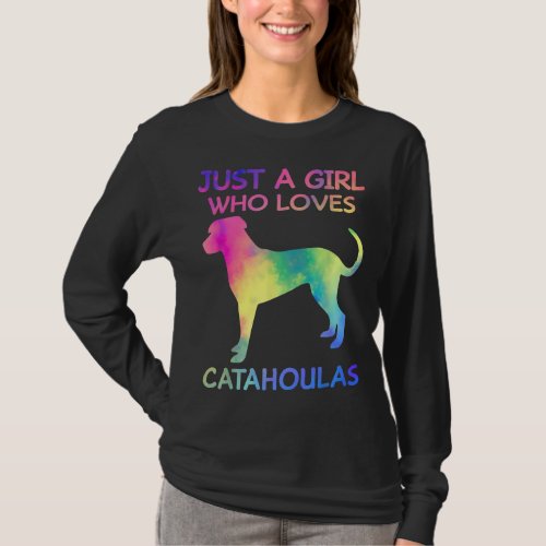 Just A Girl Who Loves Catahoulas Funny Catahoula D T_Shirt