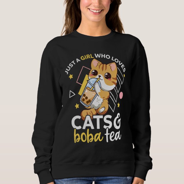 Just A Girl Who Loves Cats And Boba Tea Neko Bubbl Sweatshirt (Front)