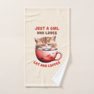 Just a Girl Who Loves Cats and Coffee (2) Bath Towel Set