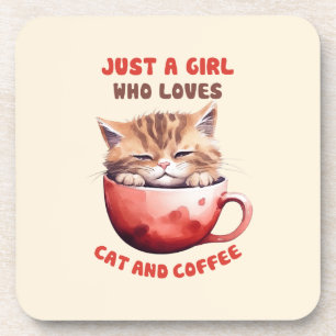 Just a Girl Who Loves Cats and Coffee (2) Beverage Coaster