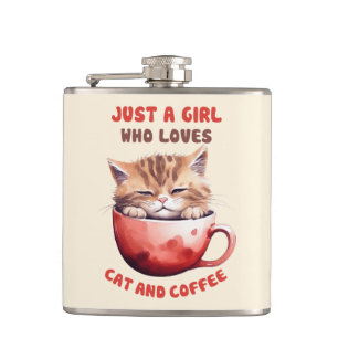 Just a Girl Who Loves Cats and Coffee (2) Flask