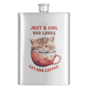 Just a Girl Who Loves Cats and Coffee (2) Flask