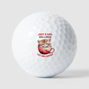Just a Girl Who Loves Cats and Coffee (2) Golf Balls