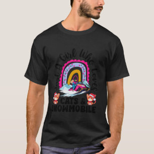 Just A Girl Who Loves Cats and Snowmobiling Funny  T-Shirt