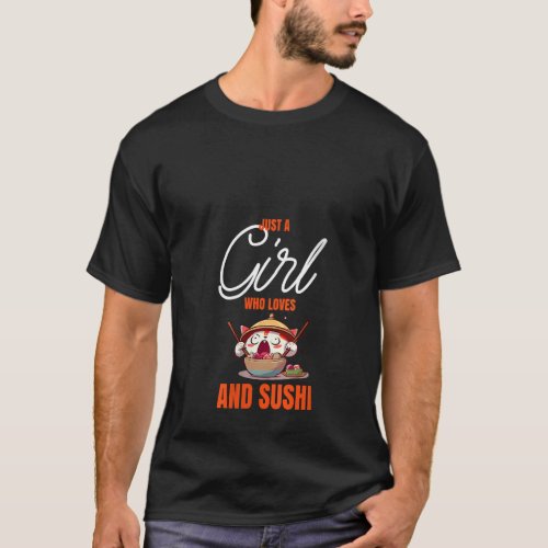 Just A Girl Who Loves Cats and Sushi Sushi Cat V N T_Shirt