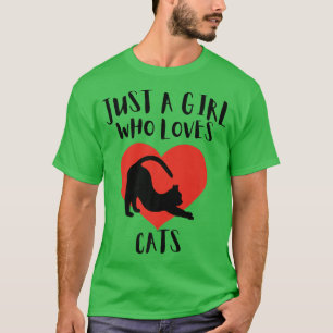 Just A Girl Who Loves Cats Black Cat Cute White He T-Shirt