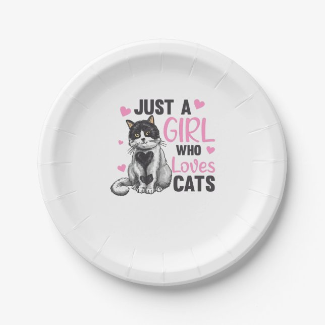 Just A Girl Who Loves Cats Cute Animals Cats Paper Plates (Front)
