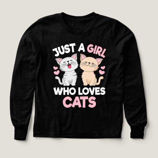 Just A Girl Who Loves Cats Cute Cat Love Tri-Blend Shirts (Design Front)