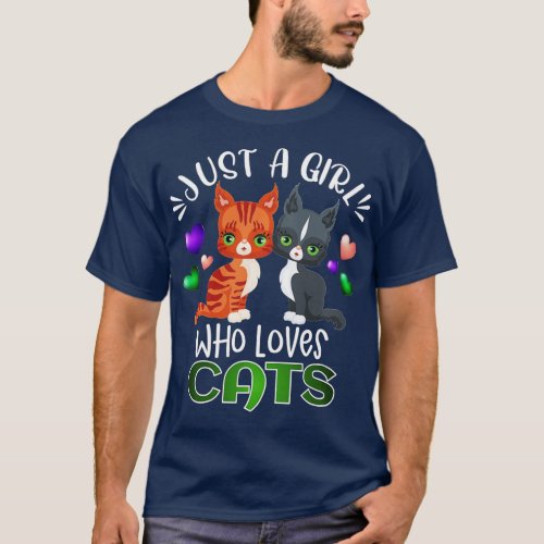 Just A Girl Who Loves Cats Cute Cat Lover Gift Kit T_Shirt