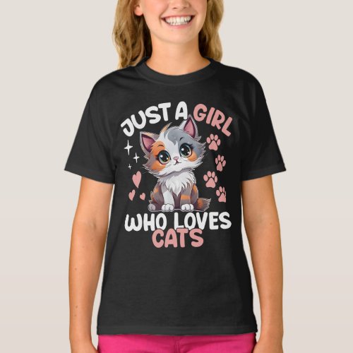 Just A Girl Who Loves Cats Cute Cat Lover T_Shirt