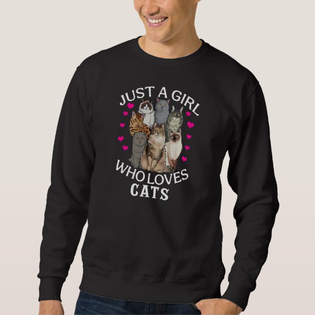 Just A Girl Who Loves Cats Cute Cat Sweatshirt (Front)