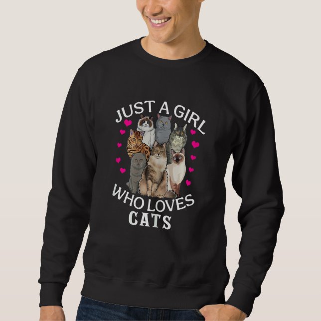 Just A Girl Who Loves Cats Cute Cat   Sweatshirt (Front)