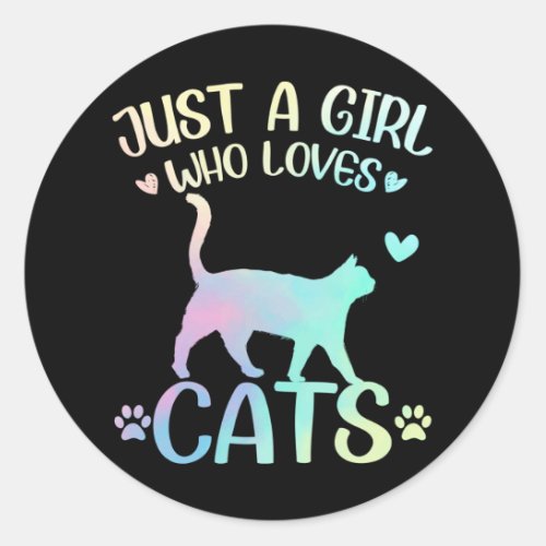 Just A Girl Who Loves Cats Cute Kitten Classic Round Sticker