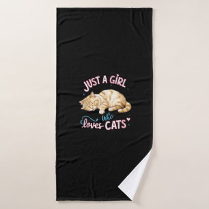 Just A Girl Who Loves Cats Cute Kitty Lover Kid To Bath Towel