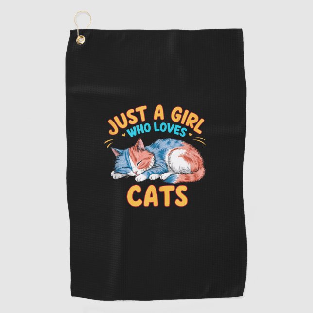Just A Girl Who Loves Cats Cute Kitty Lover Kid To Golf Towel (Front)