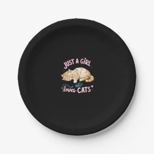 Just A Girl Who Loves Cats Cute Kitty Lover Kid To Paper Plates