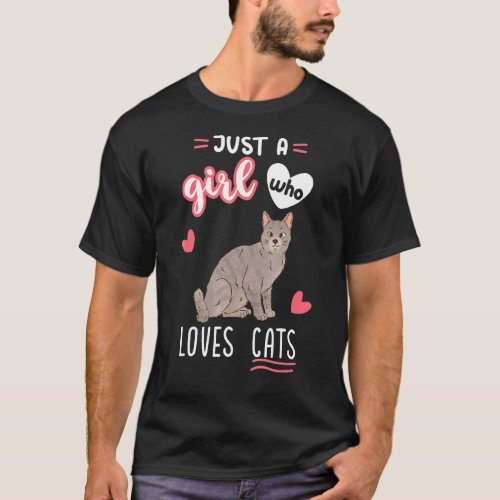 Just A Girl Who Loves Cats Gray Tabby Cat T_Shirt