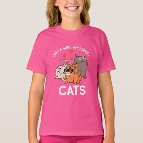Just A Girl Who Loves Cats Kids Women Cat T_Shirt