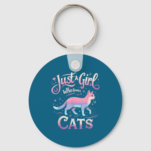 Just A Girl Who Loves Cats Men Women  Keychain (Front)