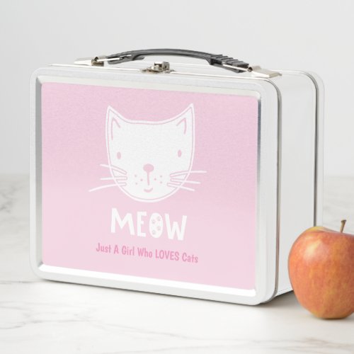 Just A Girl Who Loves Cats Meow Metal Lunchbox