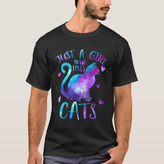 Just A Girl Who Loves Cats Owner Galaxy Space Cat T-Shirt